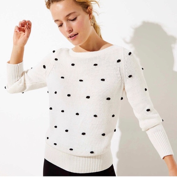 Ann Taylor LOFT Polka Dot Bobble Sweater. - Picture 4 of 5